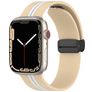 Mobigear Stripe Mag Bracelet Silicone Apple Watch Fermeture magnétique - 42/41/40/38 mm - Blanc / Beige