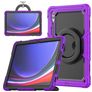 Mobigear RingGuard Coque Samsung Galaxy Tab S10 Ultra Coque arrière en Plastique rigide,Silicone + Porte-crayon + Bandoulière + Support Amovible - Violet