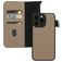 Mobiparts Housse iPhone 15 Pro Max MagSafe Etui avec Coque Détachable en Cuir Véritable Porte-Monnaie - Taupe