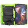 Mobigear SureGrip Xtreme Coque iPad Pro 12.9 Pouces (2021) Coque arrière en Plastique rigide,Silicone + Porte-crayon + Bandoulière + Support Amovible - Noir / Vert
