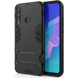 Mobigear Armor Stand Coque Huawei P40 Lite E Coque arrière Rigide Anti-Chocs avec Support Amovible - Noir