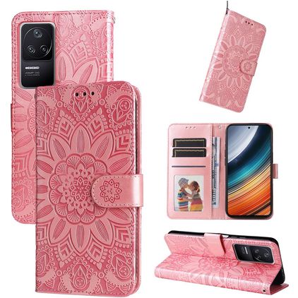 Mobigear Sunflower Housse POCO F4 Etui Porte-Monnaie - Rose