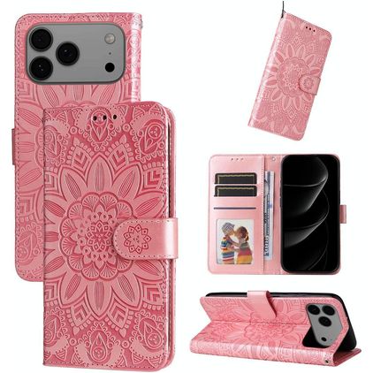 Mobigear Sunflower Housse iPhone 17 Pro Max Etui Porte-Monnaie - Rose