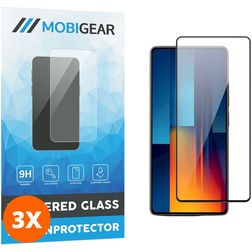 Mobigear Premium POCO M6 Pro Verre trempé Protection d'écran - Compatible Coque - Noir (Lot de 3)
