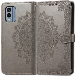Mobigear Mandala Housse Nokia X30 Etui Porte-Monnaie - Gris