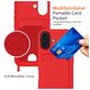 Mobigear Lanyard Card iPhone 16 Plus Coque avec cordon en Silicone et Porte-Cartes - Rouge