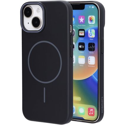 Mobiparts Slim Line Coque iPhone 15 MagSafe Coque arrière Rigide - Onyx Black