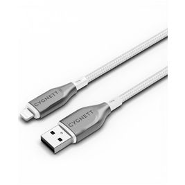 Cygnett Armoured Braided - Câble USB-A vers Apple Lightning 1 mètre - Blanc