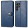 Mobigear Snap Button Housse Samsung Galaxy S25 Plus Etui Porte-Monnaie - Bleu