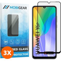 Mobigear Premium Huawei Y6p Verre trempé Protection d'écran - Compatible Coque - Noir (Lot de 3)