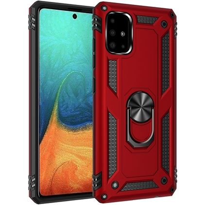 Mobigear Armor Ring Coque Samsung Galaxy A71 Coque arrière Rigide Anti-Chocs avec Anneau-Support - Rouge