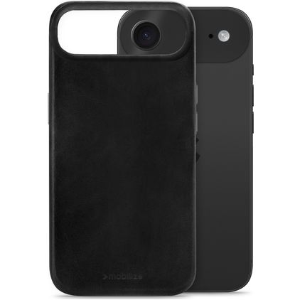 Mobilize Premium Coque iPhone Air MagSafe Coque arrière en Cuir Véritable - Noir