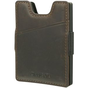 Valenta Card Case Alu + Money Strap - Porte Cartes en en Cuir véritable - 8 Cartes - Marron