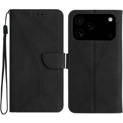 Mobigear Stitch Housse iPhone 17 Pro Max Etui Porte-Monnaie - Noir