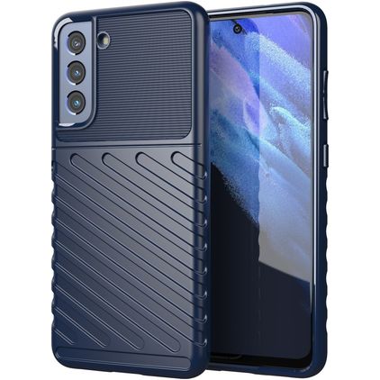 Mobigear Groove Coque Samsung Galaxy S21 FE Coque arrière en TPU Souple - Bleu