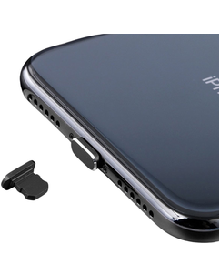 Mobigear Essentials Bouchon Anti-poussière en Aluminium - Apple Lightning - Noir (Lot de 2)