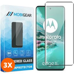 Mobigear Premium Motorola Edge 40 Neo Verre trempé Protection d'écran - Compatible Coque - Noir (Lot de 3)