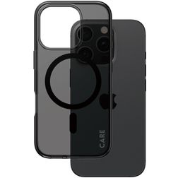 CARE by PanzerGlass Smokey iPhone 16 Pro MagSafe Plastique rigide Coque arrière - Transparent / Noir