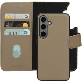 Mobiparts Housse Samsung Galaxy S24 MagSafe Etui avec Coque Détachable en Cuir Véritable Porte-Monnaie - Taupe