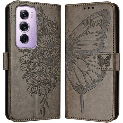 Mobigear Butterfly Housse OPPO Reno 12 Pro Etui Porte-Monnaie - Gris