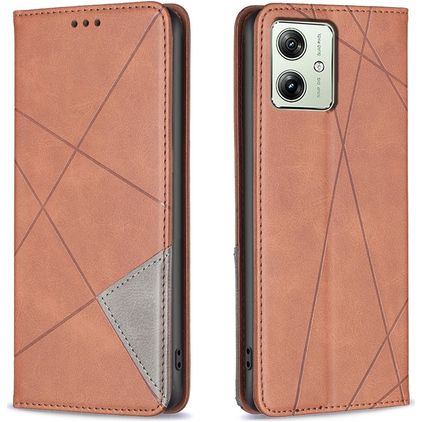 Mobigear Rhombus Slim Housse Motorola Moto G54 Etui - Marron