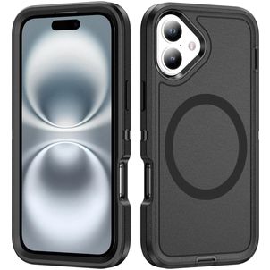 Mobigear Rugged Mag Coque iPhone 16 Plus MagSafe Coque arrière Rigide Anti-Chocs - Noir