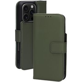 Mobiparts Housse iPhone 16 Pro MagSafe Etui avec Coque Détachable en Cuir Véritable Porte-Monnaie - Vert