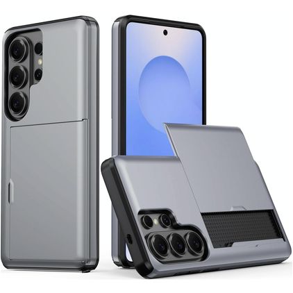 Mobigear Card Samsung Galaxy S26 Ultra Plastique rigide Coque arrière Antichoc avec porte-cartes - Gris