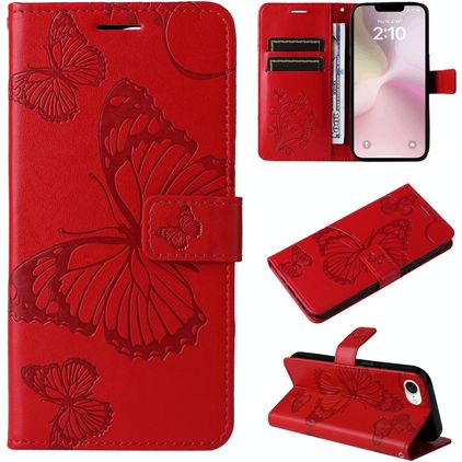 Mobigear Butterfly Housse iPhone 17e Etui Porte-Monnaie - Rouge