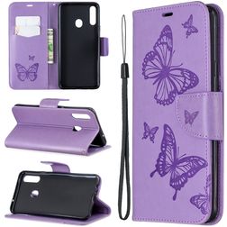 Mobigear Butterfly Housse Samsung Galaxy A20s Etui Porte-Monnaie - Violet