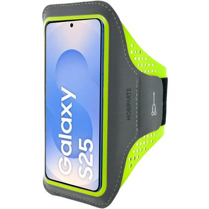 Mobiparts Comfort Fit Brassard Téléphone Samsung Galaxy S25 Brassard Coque de Sport en Neoprène - Neon Green