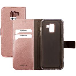 Mobiparts Saffiano Wallet Housse Samsung Galaxy J6 (2018) Etui Porte-Monnaie - Rose