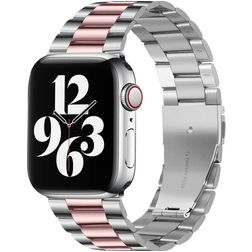 Mobigear Antwerp Bracelet Acier pour Apple Watch Fermeture boucle déployante - 49/46/45/44 mm - Rose / Argent