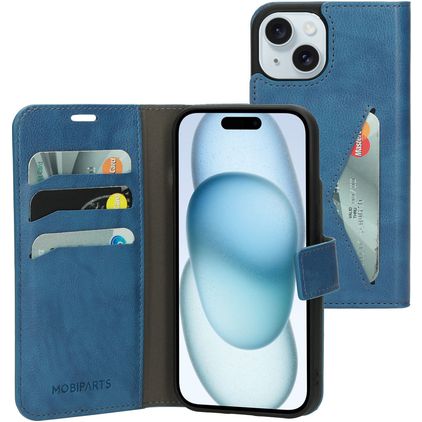 Mobiparts Classic Wallet iPhone 15 Étui Portefeuille - Steel Blue