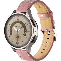 Mobigear Stitched Bracelet Cuir Smartwatch Fermeture boucle ardillon - Connexion universelle de 22 mm - Rose