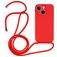 Mobigear Lanyard iPhone 15 Coque avec cordon en Silicone - Rouge