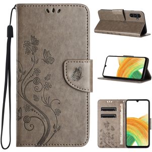 Mobigear Flowers Housse Samsung Galaxy A35 Etui Porte-Monnaie - Gris