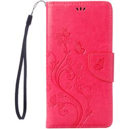 Mobigear Flowers Housse iPhone SE (2022) Etui Porte-Monnaie - Magenta