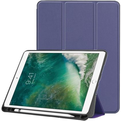 Mobigear Tri-Fold Gel Coque iPad Pro 10.5 Pouces (2017) Etui en TPU,Similicuir + Porte-crayon - Dark Blue