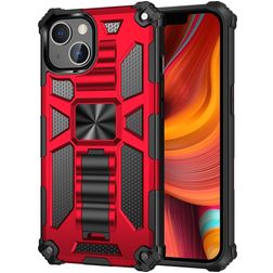 Mobigear Armor Stand Coque iPhone 13 Pro Coque arrière Rigide Anti-Chocs avec Support Amovible - Rouge