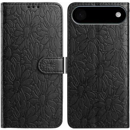Mobigear Flowers Housse iPhone Air Etui Porte-Monnaie - Noir