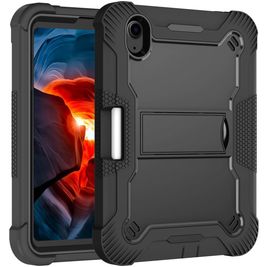 Mobigear ShieldStand Coque iPad Mini 6 (2021) Coque arrière en Plastique rigide,Silicone + Porte-crayon + Support Amovible - Noir