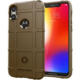 Mobigear Rugged Shield Coque Motorola One Power Coque arrière en TPU Souple Anti-Chocs - Marron