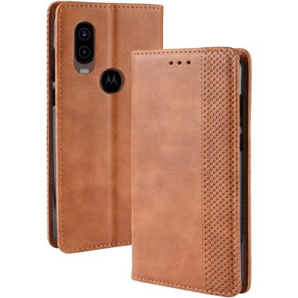 Mobigear Sensation Motorola One Vision Étui Portefeuille - Cognac