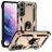Mobigear Armor Ring Samsung Galaxy S22 Plastique rigide Coque arrière Antichoc avec bague de maintien - Or