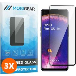 Mobigear Premium OPPO Find X5 Lite Verre trempé Protection d'écran - Compatible Coque - Noir (Lot de 3)
