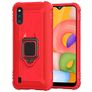 Mobigear Armor Ring Samsung Galaxy A01 TPU souple Coque arrière Antichoc avec bague de maintien - Rouge