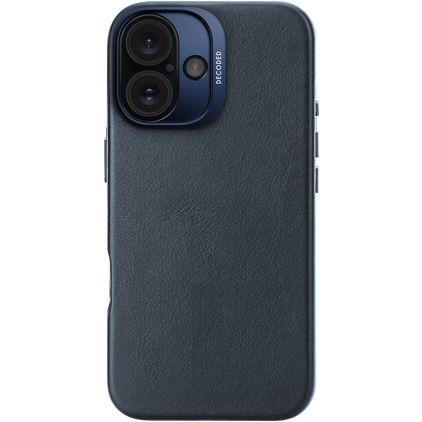 Decoded Coque iPhone 16 MagSafe Coque arrière en Cuir Véritable - Bleu Marin