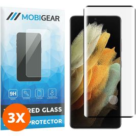 Mobigear Curved Samsung Galaxy S21 Ultra Verre trempé Protection d'écran - Compatible Coque - Noir (Lot de 3)