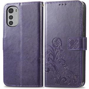 Mobigear Clover Housse Motorola Moto E32 Etui Porte-Monnaie - Violet
